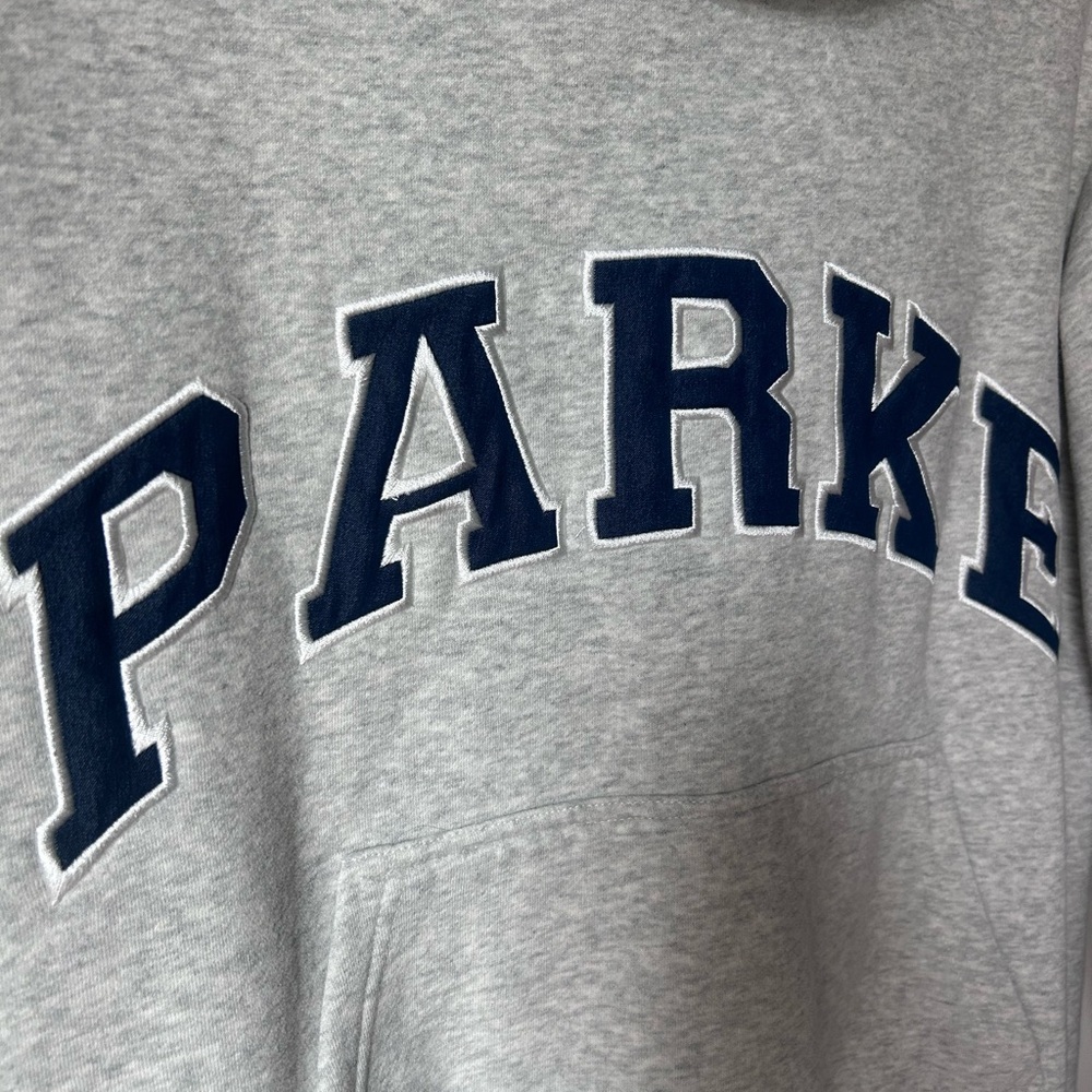 PARKE 100% AUTHENTIC Varsity Hoodie Sweatshirt- Grey/Navy- Size S/M - Picture 7 of 15